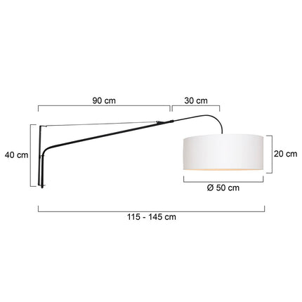 Wandlamp Elegant Classy 2574ZW+K10662S Zwart-Wit Chintz