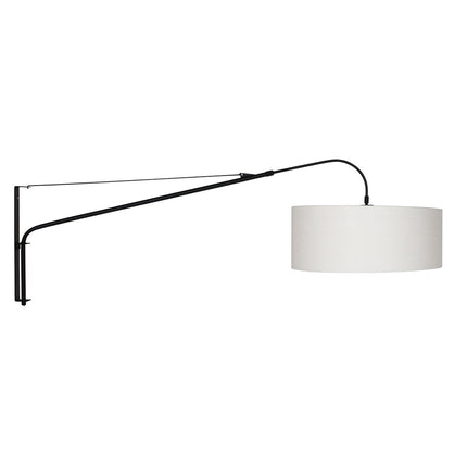 Wandlamp Elegant Classy 2574ZW+K1066QS Zwart-Wit Linnen