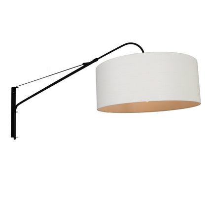 Wandlamp Elegant Classy 2574ZW+K1066QS Zwart-Wit Linnen