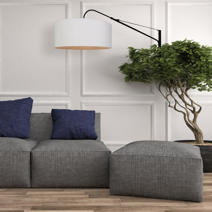 Wandlamp Elegant Classy 2574ZW+K1066QS Zwart-Wit Linnen