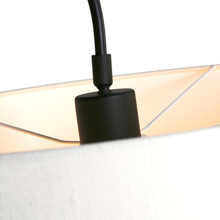 Wandlamp Elegant Classy 2574ZW+K1066QS Zwart-Wit Linnen