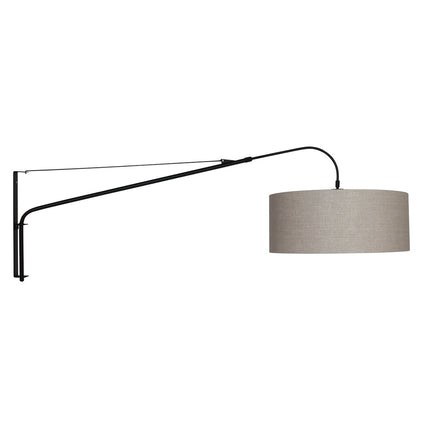 Wandlamp Elegant Classy 2574ZW+K1066RS Zwart-Grijs Linnen