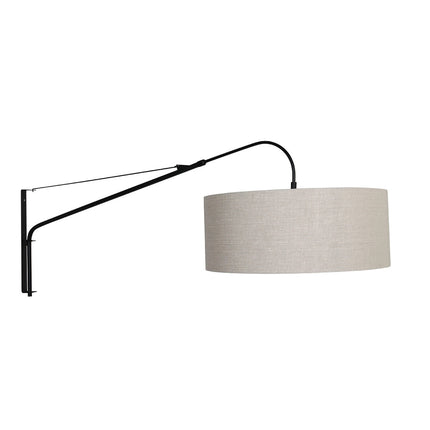 Wandlamp Elegant Classy 2574ZW+K1066RS Zwart-Grijs Linnen
