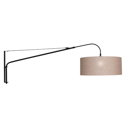 Wandlamp Elegant Classy 2574ZW+K1066RS Zwart-Grijs Linnen