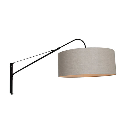 Wandlamp Elegant Classy 2574ZW+K1066RS Zwart-Grijs Linnen