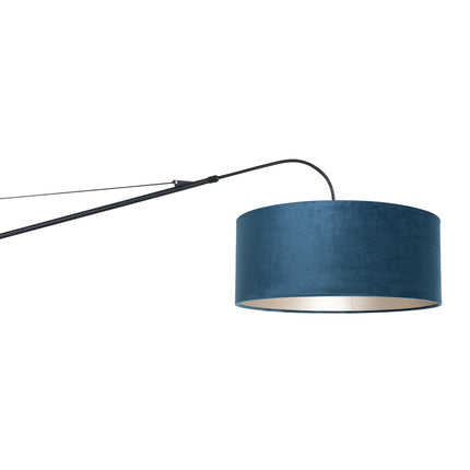 Wandlamp Elegant Classy 2574ZW+K1066ZS Zwart-Fluweel Blauw