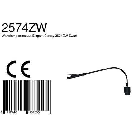 Wandlamp Elegant Classy 2574ZW Zwart
