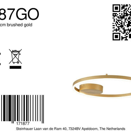 Wandlamp en Plafondlamp Mykty 3687GO Goud, 2400Lumen