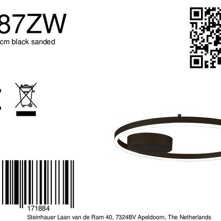 Wandlamp en Plafondlamp Mykty 3687ZW Zwart, 2400Lumen