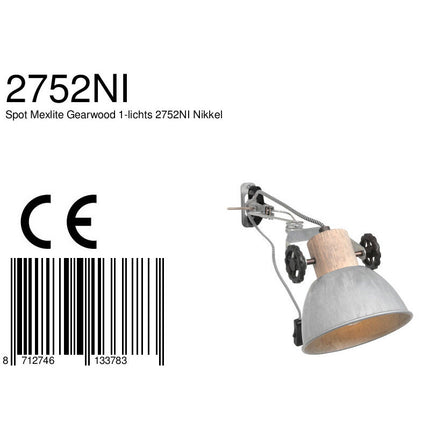 Wandlamp Gearwood 2752NI Nikkel