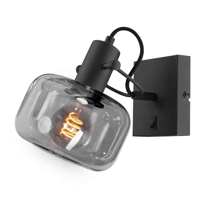 Wandlamp Glaslic 3864ZW Zwart met smoke glas