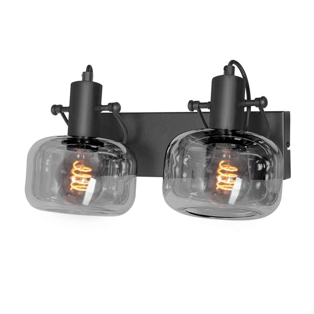 Wandlamp Glaslic 3865ZW zwart met smoke glas