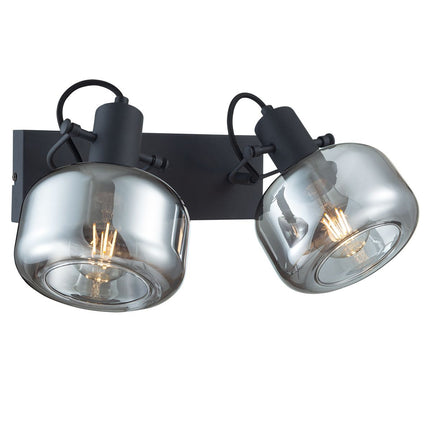 Wandlamp Glaslic 3865ZW zwart met smoke glas