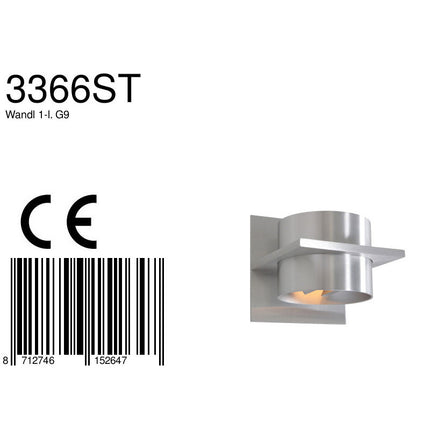 Wandlamp Muro 3366ST Staal