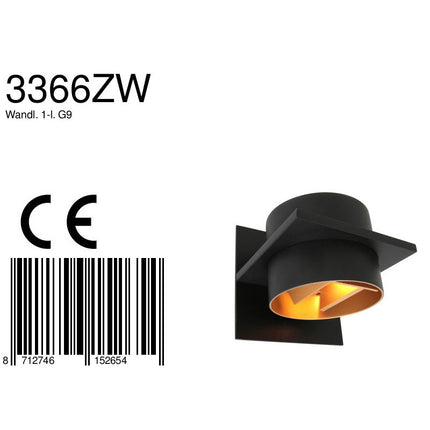 Wandlamp Muro 3366ZW Zwart