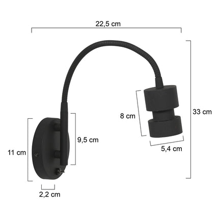 Wandlamp Natasja LED 3094ZW Zwart
