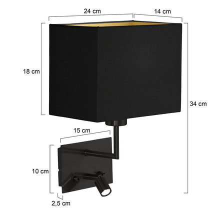 Wandlamp Nouveau 1472ZW Zwart