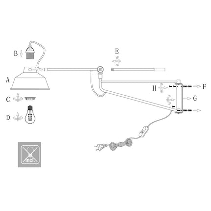 Wandlamp Nové 3092ZW Zwart