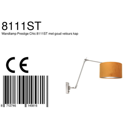 Wandlamp Prestige Chic 7396ST+K7396KS Staal-Fluweel Goud