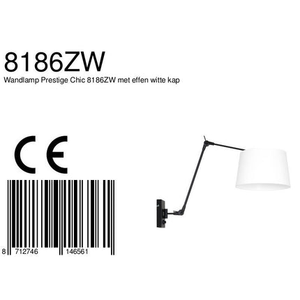 Wandlamp Prestige Chic 7396ZW+K10072S Zwart-Wit Chintz