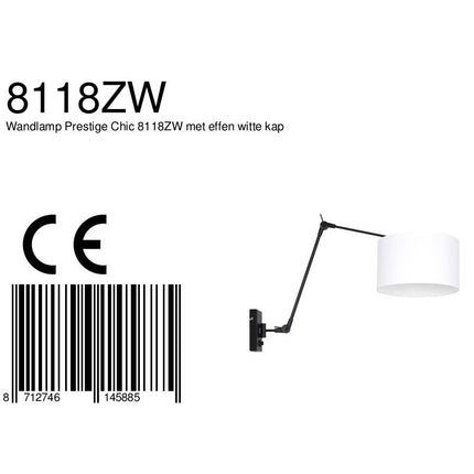 Wandlamp Prestige Chic 7396ZW+K73962S Zwart-Wit Chintz
