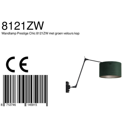 Wandlamp Prestige Chic 7396ZW+K7396VS Zwart-Fluweel Groen