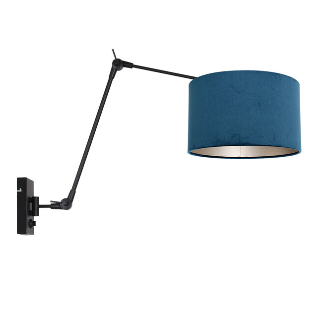 Wandlamp Prestige Chic 7396ZW+K7396ZS Zwart-Fluweel Blauw