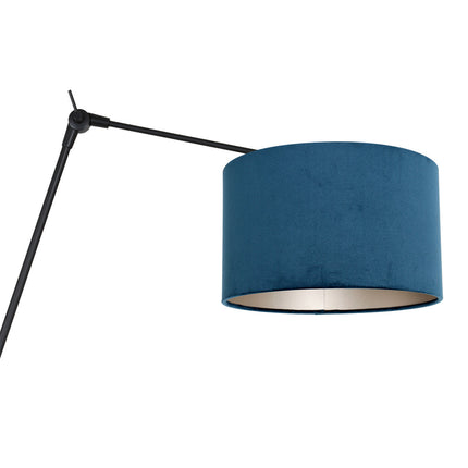 Wandlamp Prestige Chic 7396ZW+K7396ZS Zwart-Fluweel Blauw