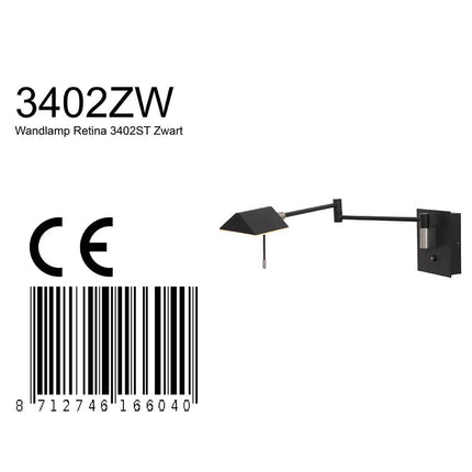 Wandlamp Retina 3402ZW Zwart