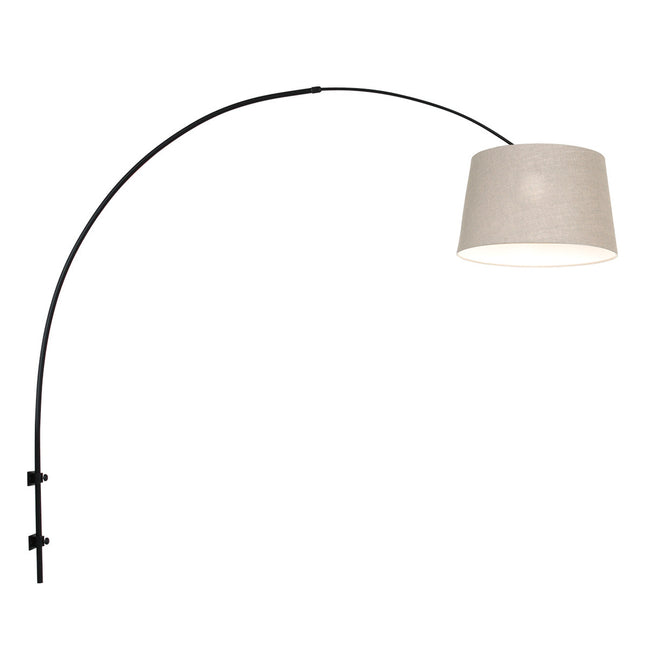 Wandlamp Sparkled Light 1481ZW+K1001RS Zwart-Grijs Linnen