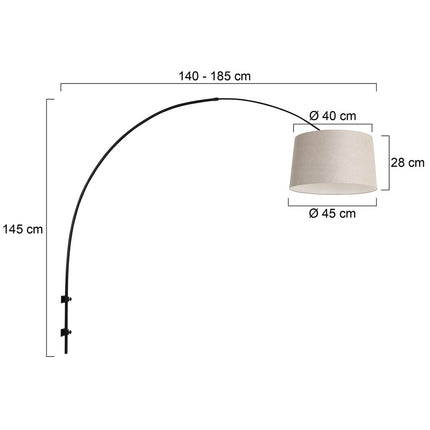 Wandlamp Sparkled Light 1481ZW+K1001RS Zwart-Grijs Linnen