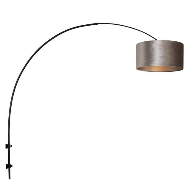 Wandlamp Sparkled Light 1481ZW+K1068GS Zwart-Fluweel Zilver