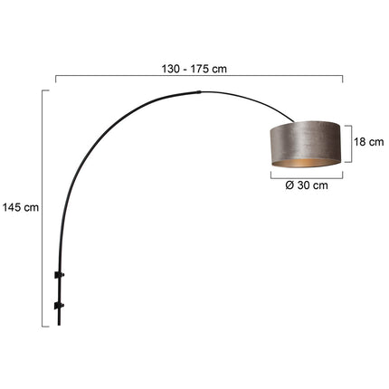 Wandlamp Sparkled Light 1481ZW+K1068GS Zwart-Fluweel Zilver