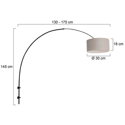 Wandlamp Sparkled Light 1481ZW+K1068RS Zwart-Grijs Linnen