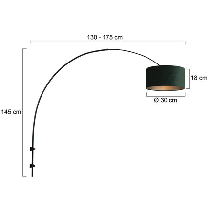 Wandlamp Sparkled Light 1481ZW+K1068VS Zwart-Fluweel Groen