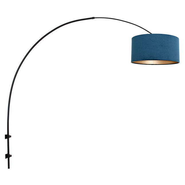 Wandlamp Sparkled Light 1481ZW+K1068ZS Zwart-Fluweel Blauw