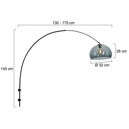 Wandlamp Sparkled Light 1481ZW+K11130S Zwart-Grijs Kunststof