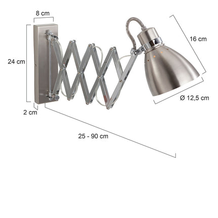 Wandlamp Spring 6290ST Staal