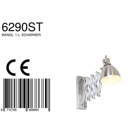 Wandlamp Spring 6290ST Staal