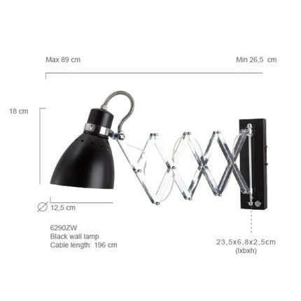 Wandlamp Spring 6290ZW Zwart