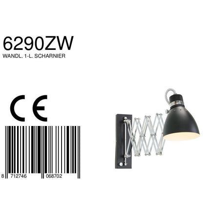 Wandlamp Spring 6290ZW Zwart