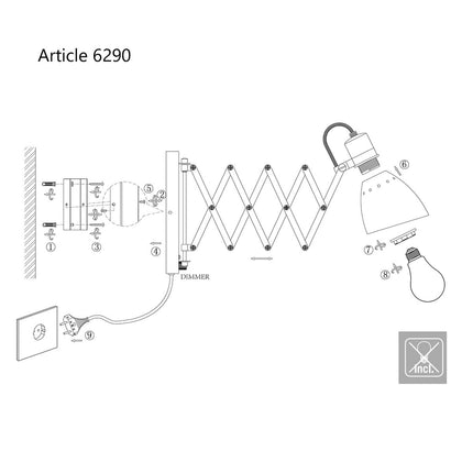 Wandlamp Spring 6290ZW Zwart