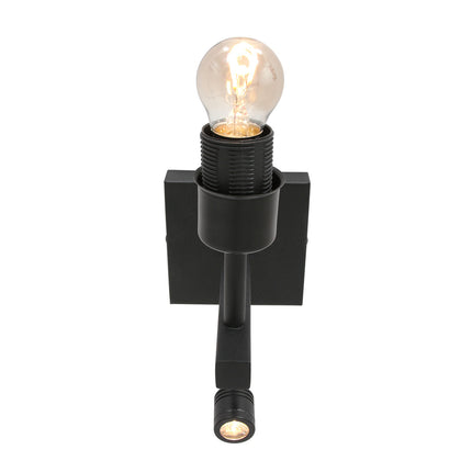 Wandlamp Stang 8204ZW Zwart + Kap Wit Linnen