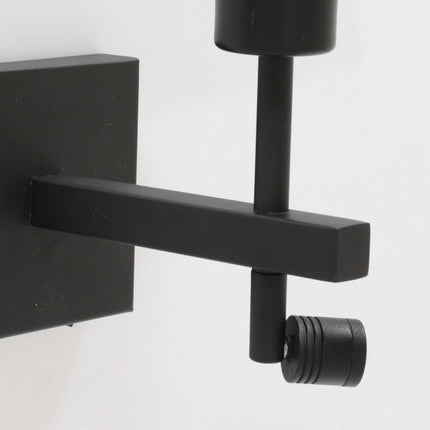 Wandlamp Stang 8204ZW Zwart + Kap Wit Linnen