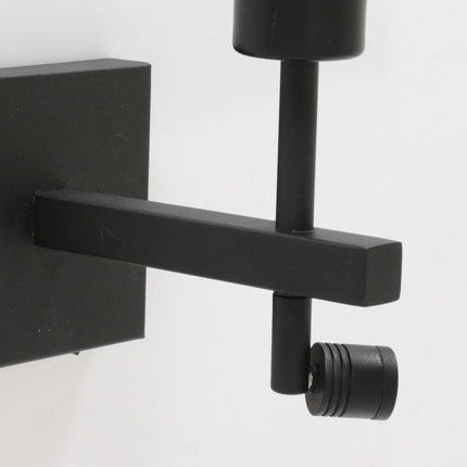 Wandlamp Stang 8206ZW Zwart + Kap Velours Zilver