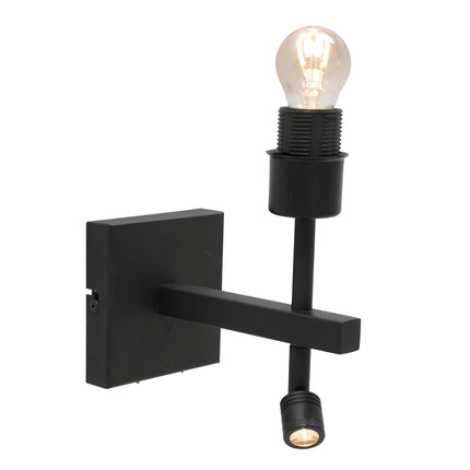 Wandlamp Stang 8206ZW Zwart + Kap Velours Zilver