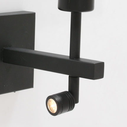 Wandlamp Stang 8206ZW Zwart + Kap Velours Zilver