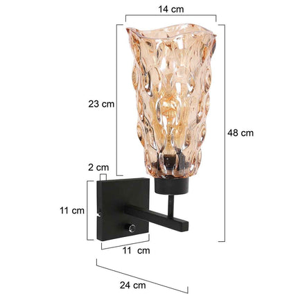 Wandlamp Vidrio 3839ZW amber geel glas