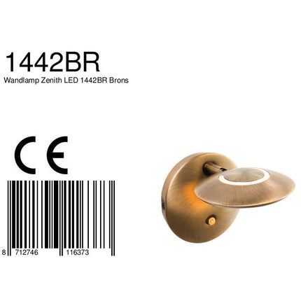 Wandlamp Zenith LED 1442BR Brons