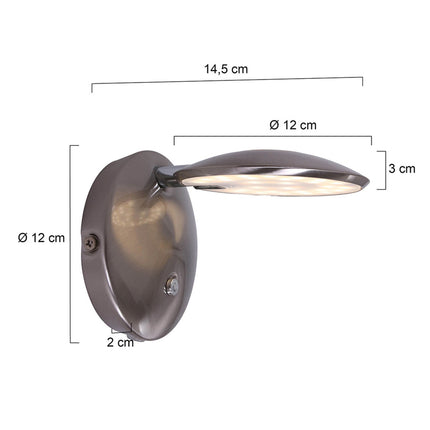 Wandlamp Zenith LED 1442ST Staal